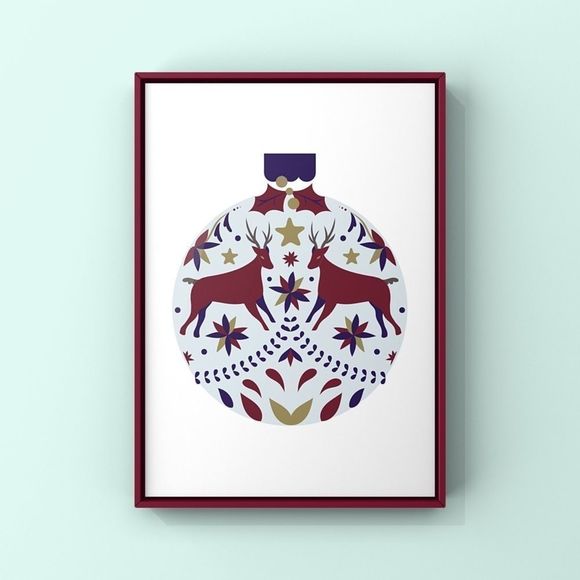 Limited edition modern minimalist Christmas illustration ornament art print set - Picture 7 of 16